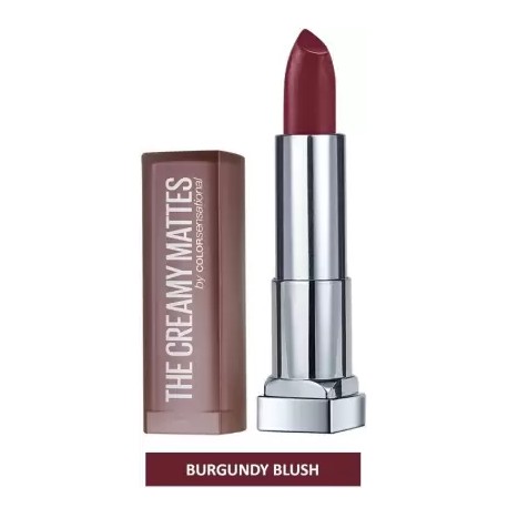 MAYBELLINE NEW YORK Color Sensational Creamy Matte Lipstick, 696 Burgundy Blush, 3.9g