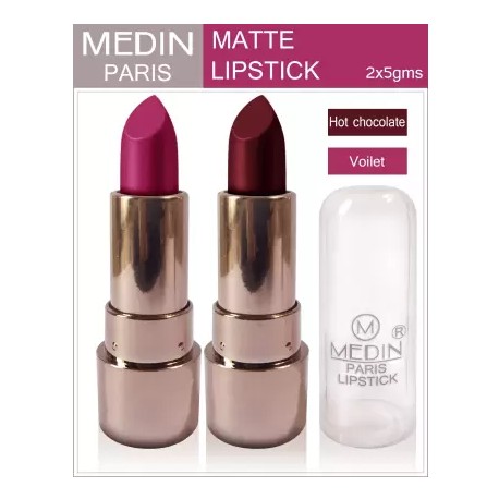 MEDIN Paris Copper Body Matte Lipstick  (voilet hot chocolate, 10 g) - Set of 2
