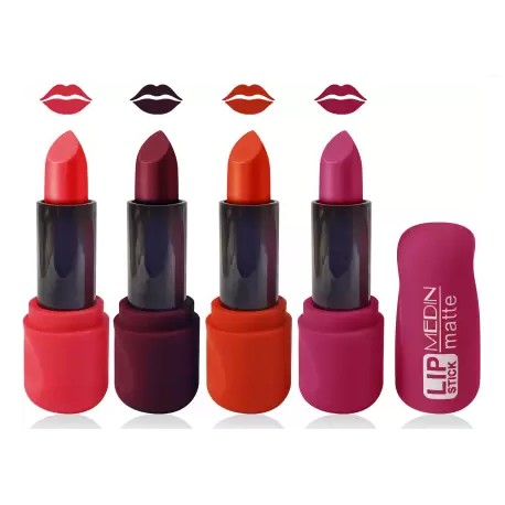 MEDIN Paris Super Matte Lipstick Combo (Purple, Carrat, Voilet, Orange, 20 g) Set of 4