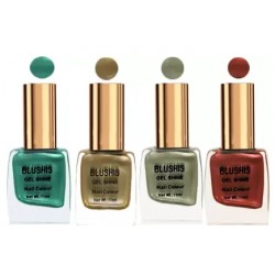 BLUSHIS Gel Shine Nail Color Silver Sand, Pine, Ruby, Sand Castle  (Pack of 4)