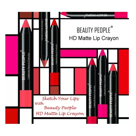 BEAUTY PEOPLE HD Matte Super Smooth Intense Finish Lip Crayon (Hot Red,Pink,  6.4 g)