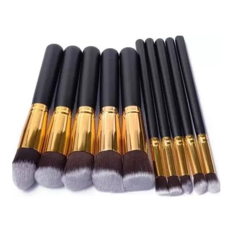MYN Premium Synthetic Makeup Brush Set (Black) - Pack of 10
