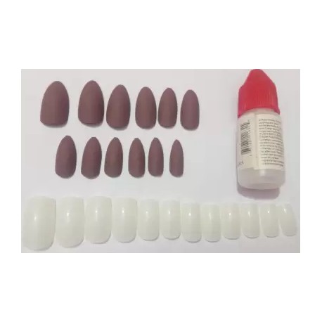 NAIL ART  WORLD Artificial WINE MATTE OVAL Nails WHITE SQUARE NAILS With Professional Long Lasting Nail - 24 pc