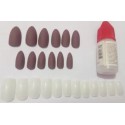 NAIL ART  WORLD Artificial WINE MATTE OVAL Nails WHITE SQUARE NAILS With Professional Long Lasting Nail - 24 pc