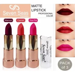 SEVEN SEAS Professional matte lipsticks  (carrat,rose pink,maroon, 15 g)