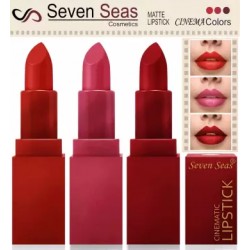 SEVEN SEAS Cinematic Matte Lipsticks (orange, pink, red, 15 g)