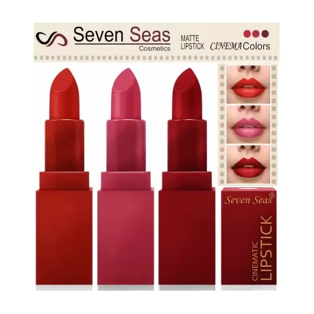 SEVEN SEAS Cinematic Matte Lipsticks (orange, pink, red, 15 g)