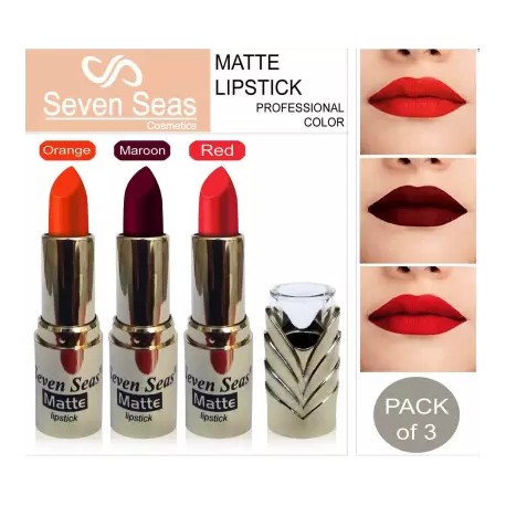 SEVEN SEAS Sparky Bites Professional matte lipsticks (red maroon orange, 15 g)