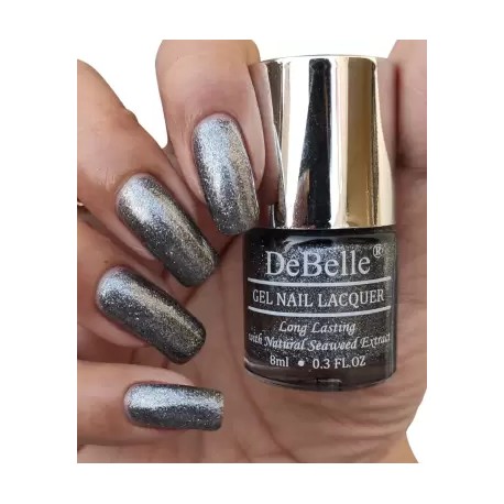 DeBelle Gel Nail Lacquer Silver glitter Nail polish, Grey Glitteratti