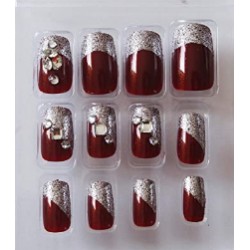 AyA Fashion Women's Self adhesive/Pre - Glued Artificial Stoned Fake Toe Nails - 24pcs
