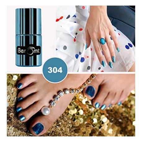 Beromt Premium Nail Polish, Party Girl Gel Stylish Nail Color, Sky Blue - 304, 11ml