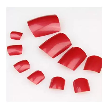 enForten EFT 9 Colors for Choose False Toe nail Tip + Bag (red) [CAT_4282] Red  - Pack of 500
