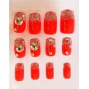 AyA Fashion Self Adhesive Pre Glued  False Nails Red  (Pack of 12)