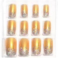 Color Fever False Nails - Gold Queen - Pack OF 12 Gold