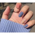 VIKSON INTERNATIONAL Blue PINK NUDE MATTE Tip Artificial Nail Extension with nail glue (dark blue) - 24 pcs