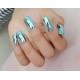 VIKSON INTERNATIONAL Skyblue Mirror Shine flat tip Fake Nails Tips with nail glue - 24pcs
