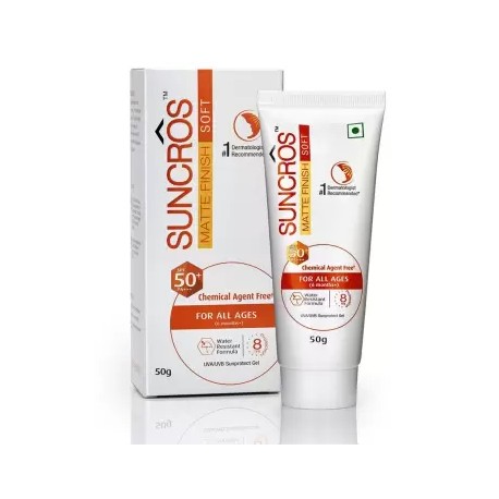 Suncros Matte Finish Soft Sunscreen Gel, SPF 50 + PA+++  (50g)