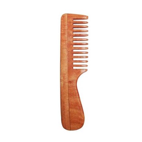 Tora Creations Wood Wide Tooth Comb, Handle for Curly Hairs