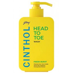 Cinthol Head to Toe, 3-in-1 Wash, Fresh Burst  (Shampoo, Face-Wash & Body-Wash) for Men- 300ml