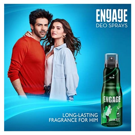 Engage Ocean Zest Deodorant for Men, Citrus and Aquatic - 150ml