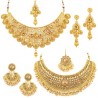 Glamorous LCT Gold Plated Wedding Jewellery Pearl Choker Necklace- 2 Set (CB73381)