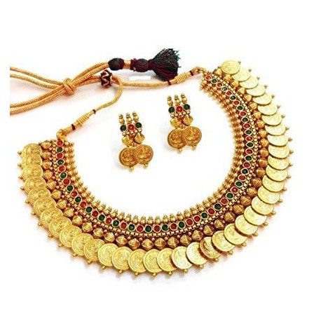 YouBella Golden Plated Jewellery Set (Multi-Colour)(YBNK_3451_FON)