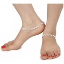 Silver Plated White Metal Payal Anklets - 2 sets