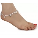 Silver Plated White Metal Ghungru Paijan Payals Pajeb Alloy Anklet  (Pack of 2)