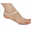 Silver Plated Ethnic White Metal Alloy Anklet  (Pack of 2)