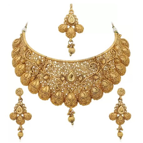 Sukkhi Alloy Gold-Plated Jewel Necklace Set  (Gold)