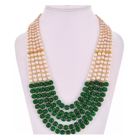layered pearl metal necklace set