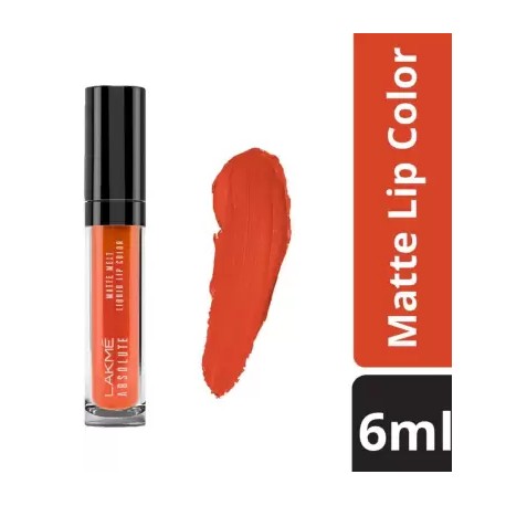 Lakmé Liquid Lip Color, Crazy Tangerine, 6ml