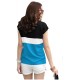 Round Neck White, Black & Light Blue T Shirt - Women