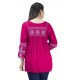 Regular Sleeves Embroidered Pink Top - Girl