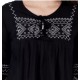 Regular Sleeves Embroidered Black Top - Girl