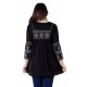 Regular Sleeves Embroidered Black Top - Girl