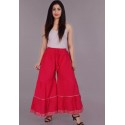 Regular Fit Pink Pure Cotton Trousers - Women