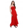 Solid Cotton Rayon Straight Gown - Red