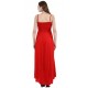 Solid Cotton Rayon Straight Gown - Red