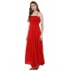 Solid Cotton Rayon Straight Gown - Red