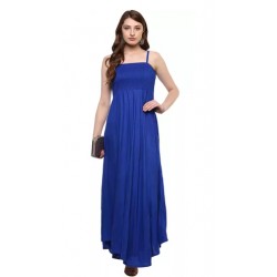 Solid Cotton Rayon Straight Gown - Light Blue