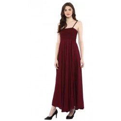Solid Cotton Rayon Straight Gown - Maroon