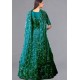 Semi Net Stitched Anarkali Gown - Dark Green