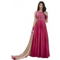 Embroidered Poly Silk  Anarkali Gown - Pink