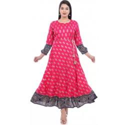 Rayon Blend Anarkali Gown - Pink
