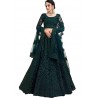 Embroidered Semi Stitched Lehenga Choli - Dark Green