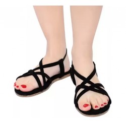 Apparel4Foot Women Black Flats Sandal