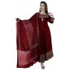 Printed Rayon Blend Gown - Maroon