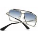 Toughened Glass Lens, UV Protection Retro Square, Over-sized Sunglasses 50  -Blue