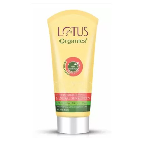 Lotus Organics Brightening Face Sunscreen Cream SPF 50 PA+++ - 100gm - SPF 50 PA+++  (100 g)